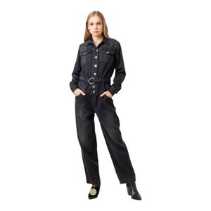 Pinko Black Denim Jumpsuit PAX 1 NWT SZ US 10 EU 44